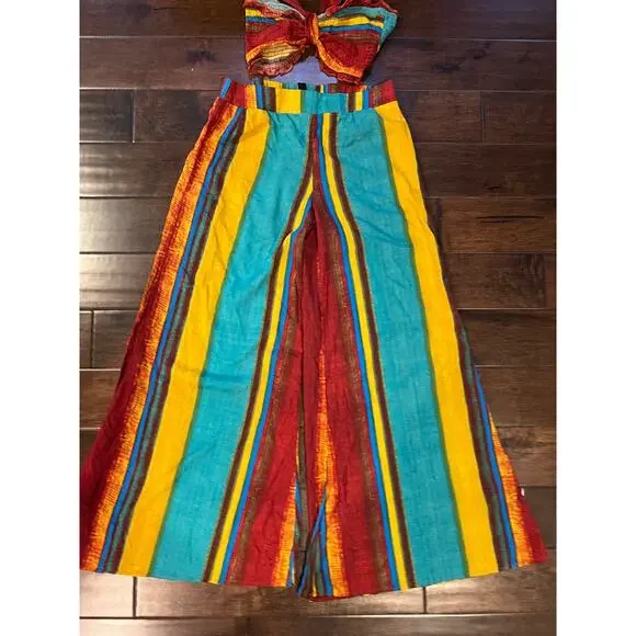 NWT Cider Wild West Boho bohemian summer wide leg & tube top set size XL - Picture 6 of 7